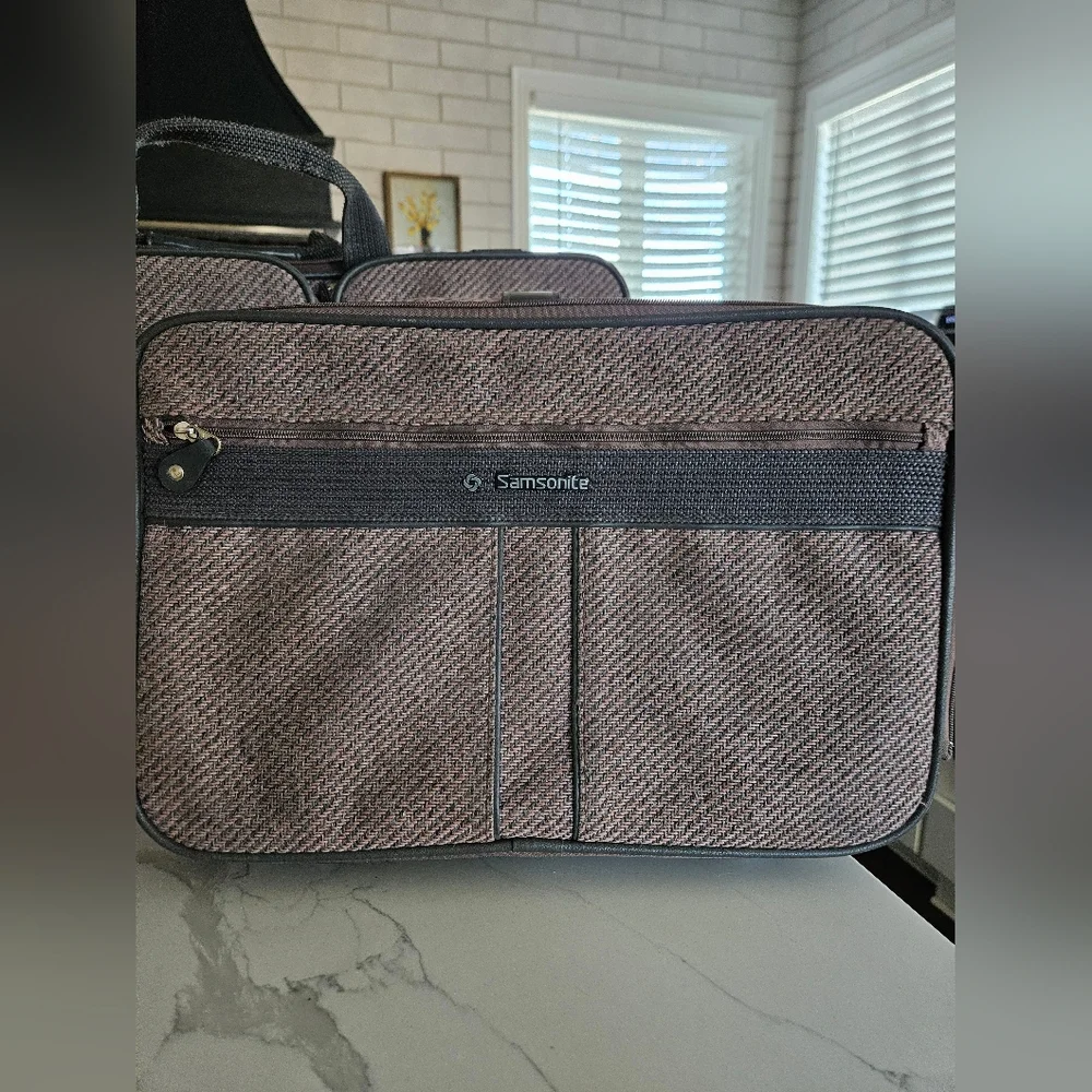 Samsonite Men's Taupe and Black Laptop Briefcase Set - 2 Pieces